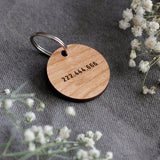 Skinny Font Round Wooden Pet Tag Back