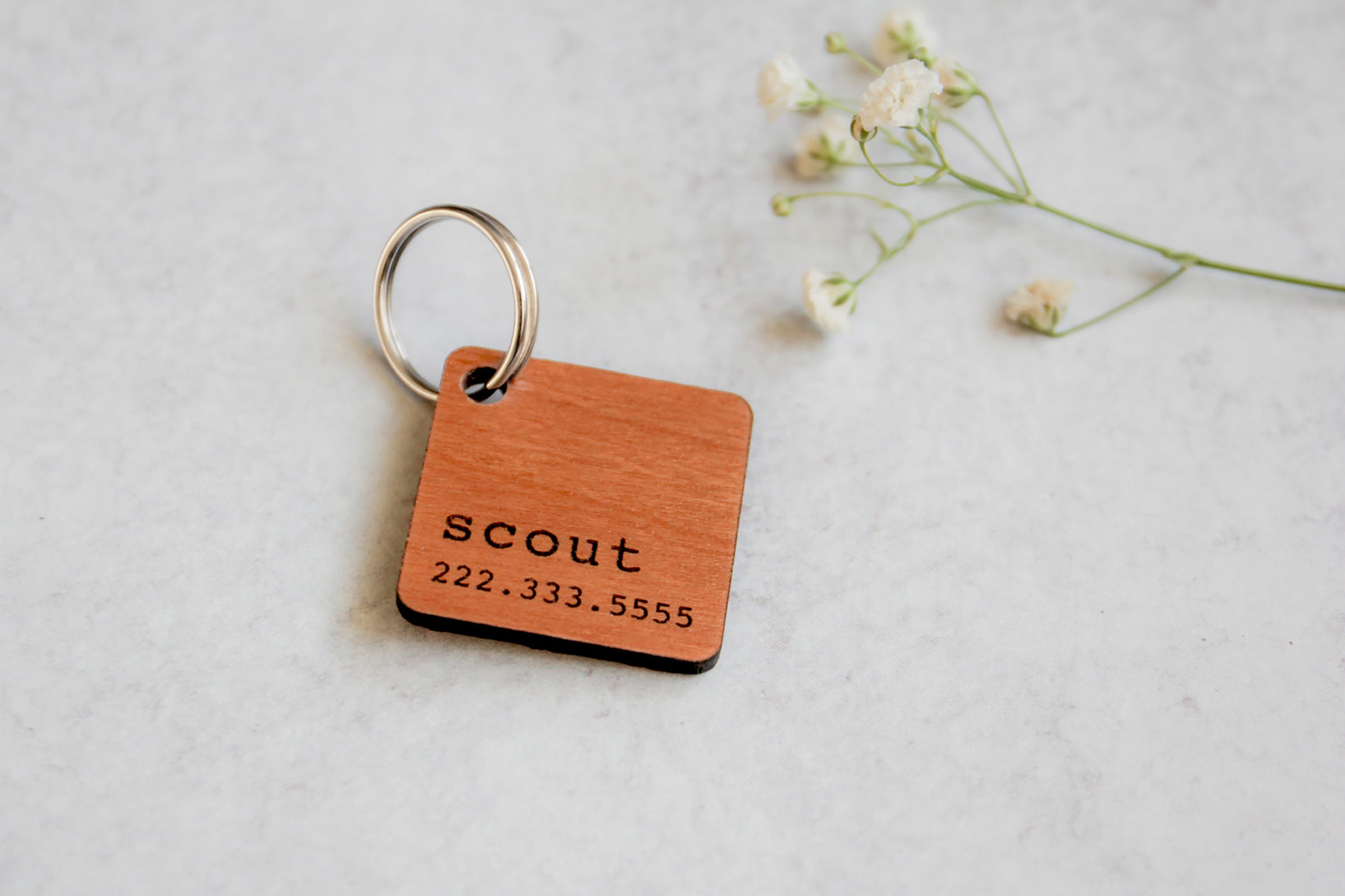 Square Wooden Pet Tag