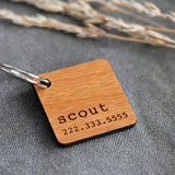 Square Wooden Pet ID Tag