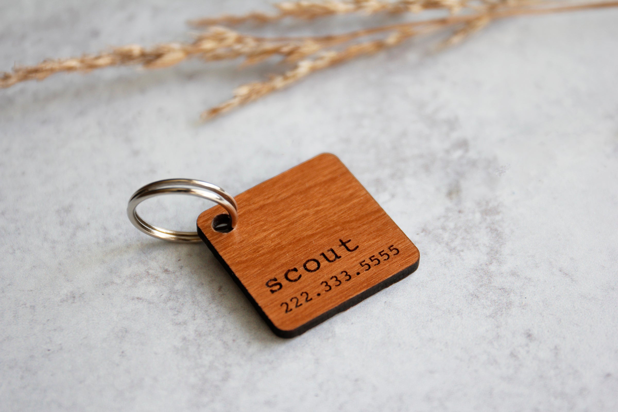 Square Wooden Pet Tag