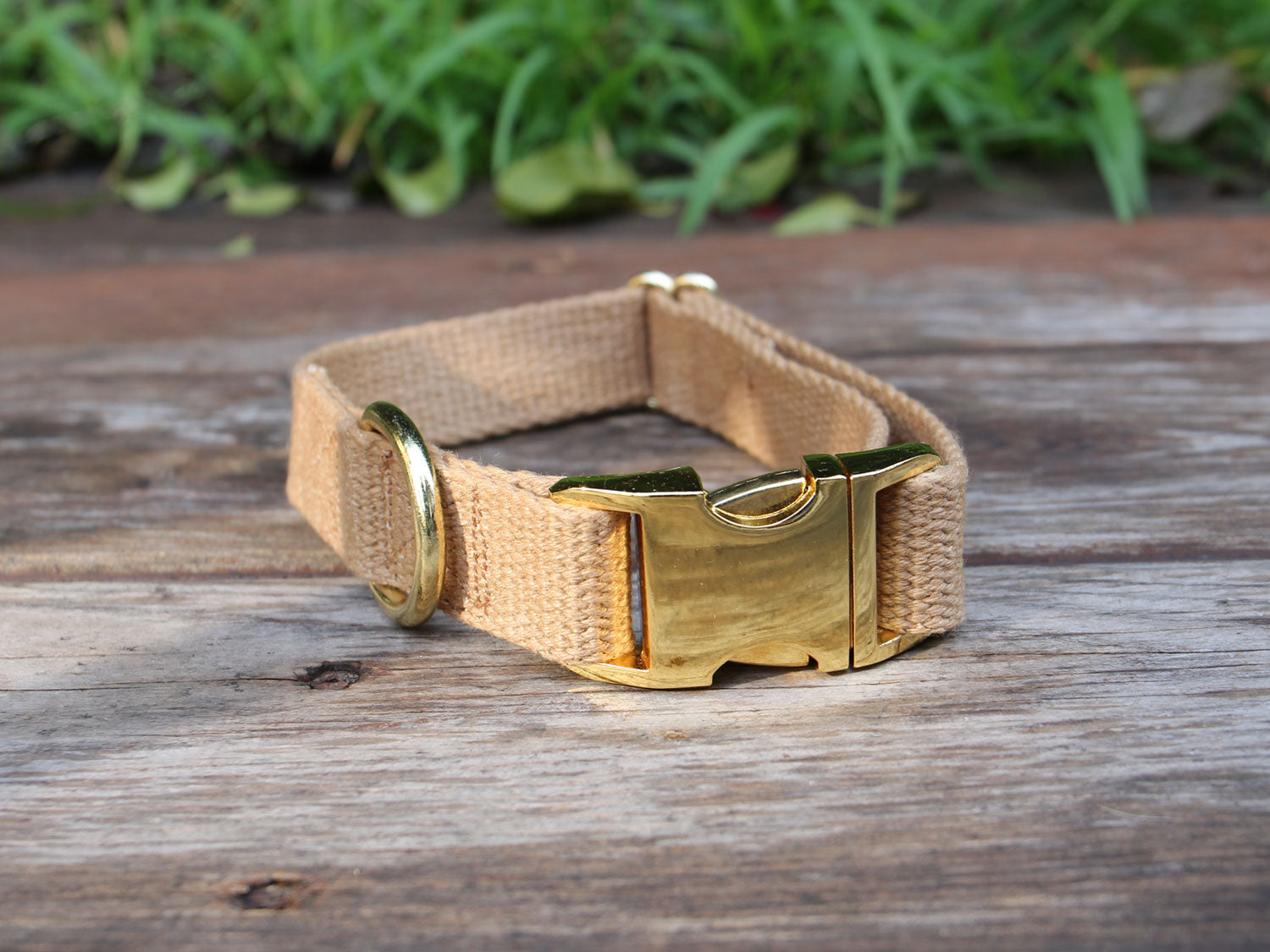 Just Hemp Dog Collar Tea-Stained with Brass Hardware