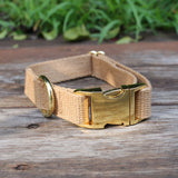 Just Hemp Dog Collar Tea-Stained with Brass Hardware