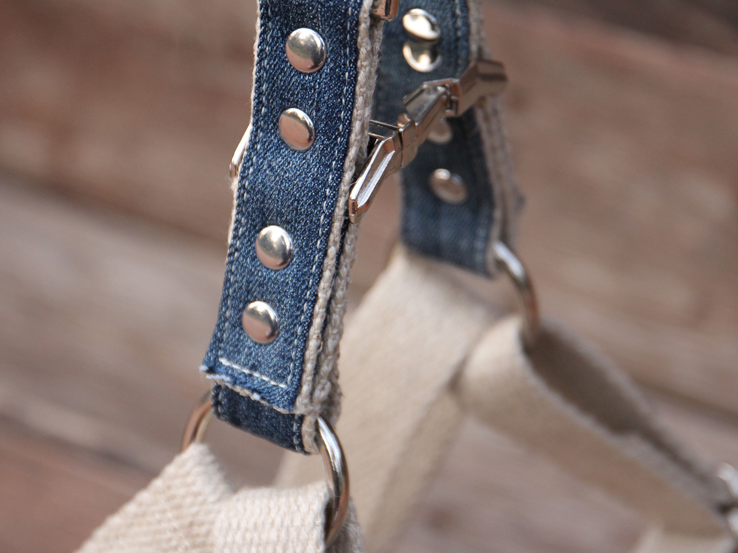 Upcycled Denim Top Adjustable Step-In Dog Harness