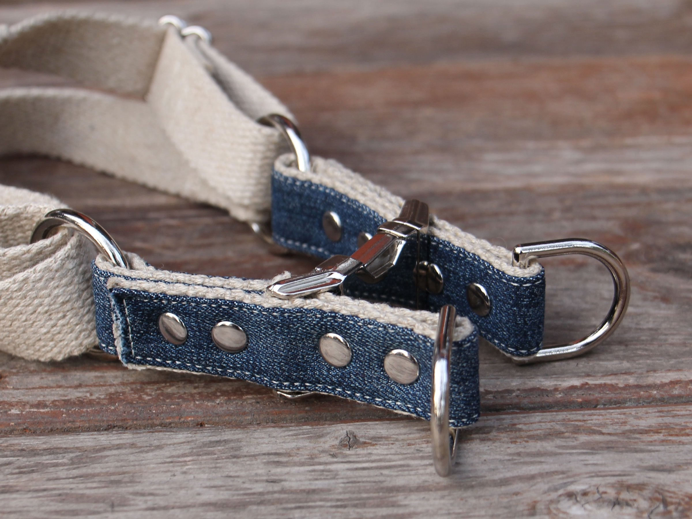 Upcycled Denim Top Adjustable Step-In Dog Harness