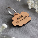 Who Rescued Who Badge Style Engraved Wooden Pet Tag