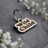 Wild Child Badge Style Engraved Wooden Pet Tag Bass