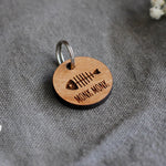 Wooden Cat ID Tag Round Cherry